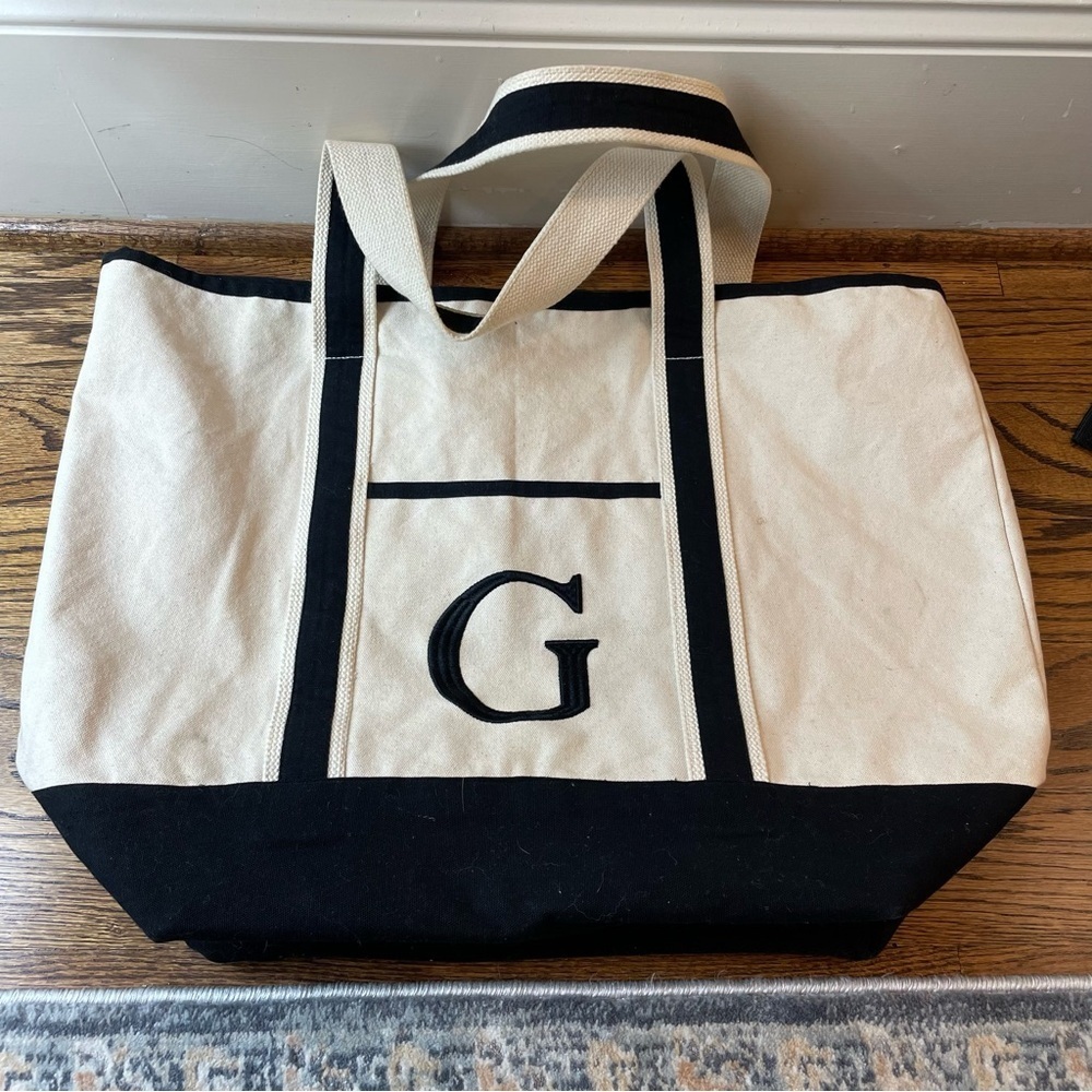 Canvas Tote Bag with Black Trim